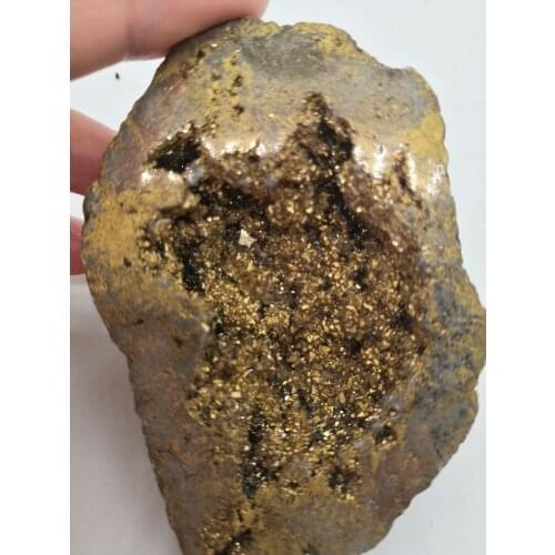 Natural Angel Aura Agate Geode Crystal Hole Mineral Specimen Contains Clean Clusters Electro Plating Titanium Coating 1pcs