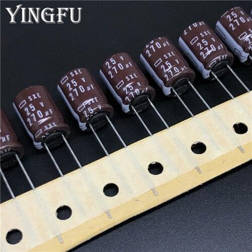 10pcs 270uF 25V Japan NCC SXE Series 10x15mm Low Impedance 25V270uF Aluminum Electrolytic Capacitor