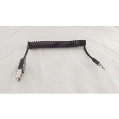 10pcs USB Male To 3.5mm Audio Stereo Headphone Speaker Spiral Coiled Adapter Cable 1m