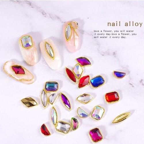 10pc Rhombus Nail Glitter Rhinestones Glass Flat Back 3D Diamond Paillette Nail Glitter Rhinestone Glass 1 Nail Art Decorations