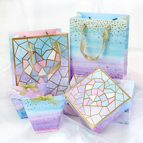 12pc paper packaging gift box fantasy bronzing sky пакетики для упаковки candy box Valentines wedding birthday present gift bag