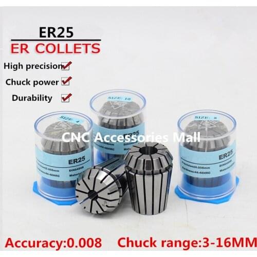 17pcs ER25 high precision 0.008mm Spring Collet chuck For CNC Engraving Milling