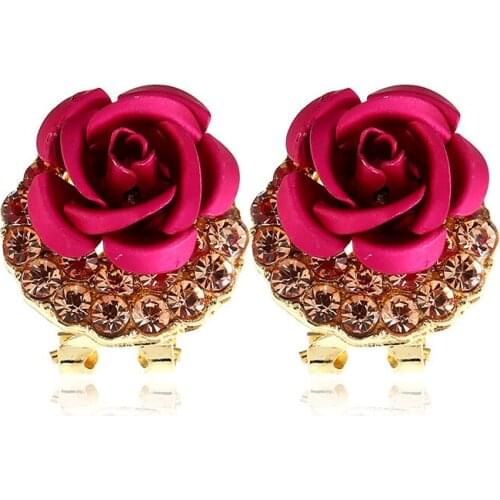 2018 New Hot Fashion Fine Excellent Jewelry rose flower Earrings charm Multicolor vintage Earrings Female Women Ladies Gift