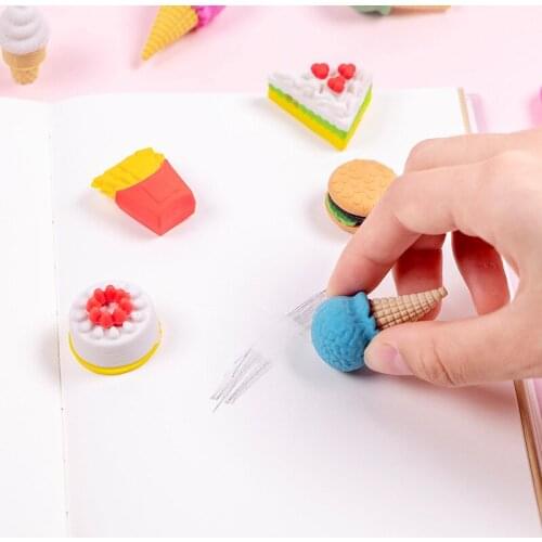 4 box Creative Dessert Series Boxed Eraser Prizes for Kids Cute Set Gift Rubber Suit Students Office Kawaii Stationery Wholesale