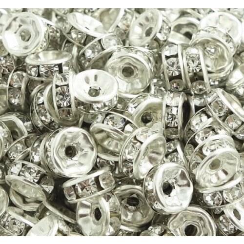 6mm 8mm 10mm 12mm 200pcs/lot white Clear Czech glass Spacer Beads round Metal silver Plated Charms DIY making y3563 crystal