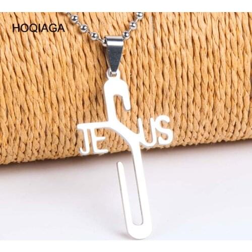 Brand New Jesus Christ Top quality English Bible Cross Lords Prayer Stainless Steel Pendant Necklace With Chain