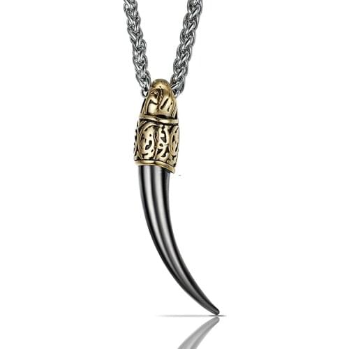 The Wolfs Fang Titanium X Man 316L Stainless Necklace Chain Pendant