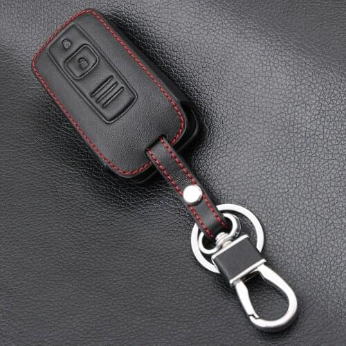 Genuine Leather Car Smart Key Cover Case For Toyota PRIUS 2004-2009 COROLLA VERSO Camry 2 Button Remote Key Protective Shell
