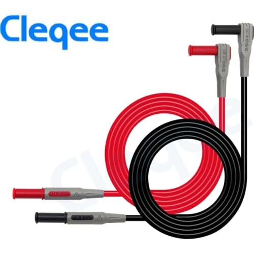 Cleqee P1033 Multimeter Test Cable Injection Molded 4mm Banana Plug Test Line Straight to Curved Test Cable