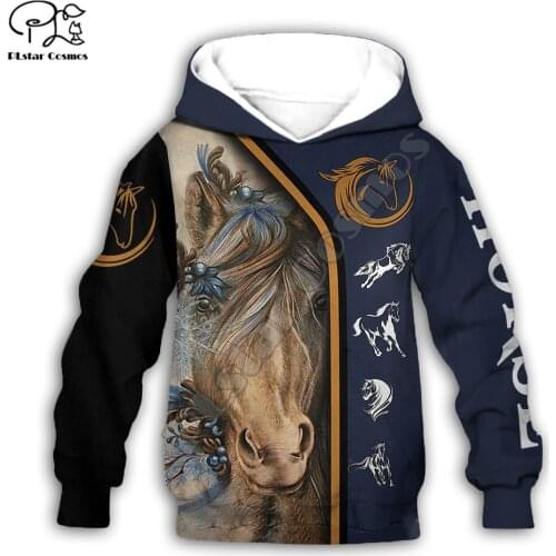 PLstar Cosmos Beautiful Horse 3d Print Hoodie Kids Boys/Girl Sweatshirt Zipper Hooded Colorful Animal Casual Children Wear H4