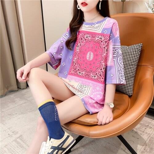 EasyCore Youth Floral Loose Long T-shirt Girls Half Sleeve O-neck Summer Clothes