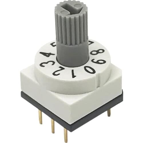 Quality DIP Rotary Coded Switch 10*10 Straight Pin 3-3 Torsion Shank 7mm IP67 Waterproof ROHS Certified Fast Shipping