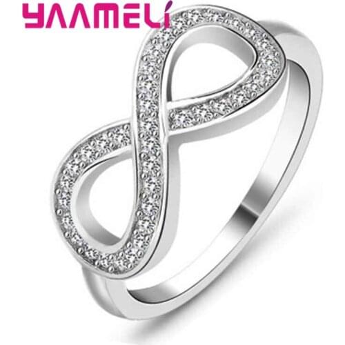 925 Sterling Silver Finger Ring 8 Infinite Love Charm Zircon Rhinestone 6 7 8 9 10 Fine Jewelry Statement Party Women Romantic