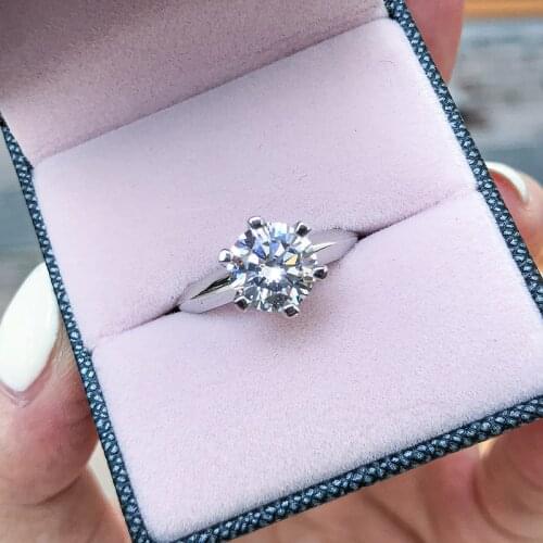 Classic 2ct Round Cut Engagement Ring for Women Sona Simulated Diamond 925 Sterling Silver Promise Wedding Rings Band