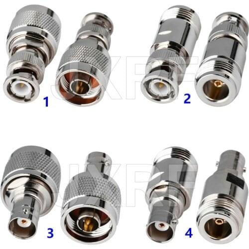 JX connector 2pcs RF adapter BNC-N BNC Male Jack Nickel Plating To N Female Plug Jack RF Connector Straight