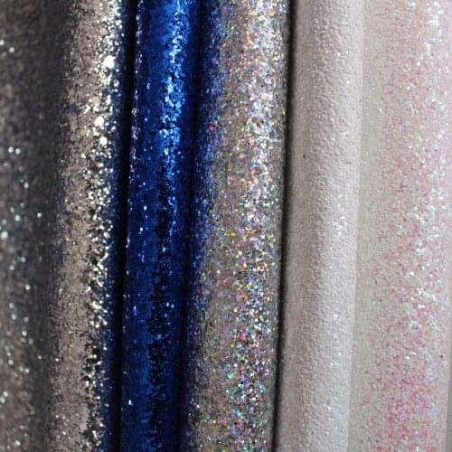 Hot sale chunky PU chunky glitter leather fabrics raw material sale by yard wholesale 40 yard per roll