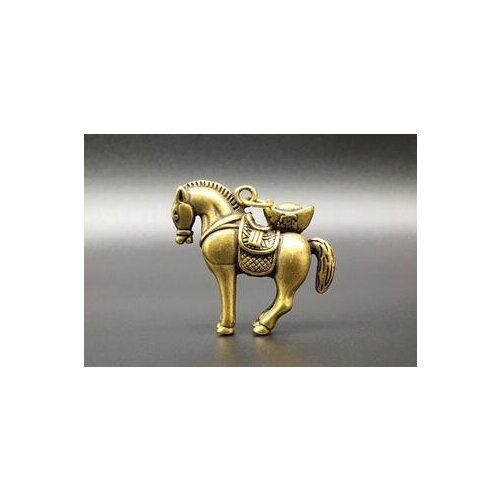 Small Copper Horse Pendant Zodiac Animal Statue Brass Pendant Key Chain Pendant Gift Geomancy Bronze Sculpture