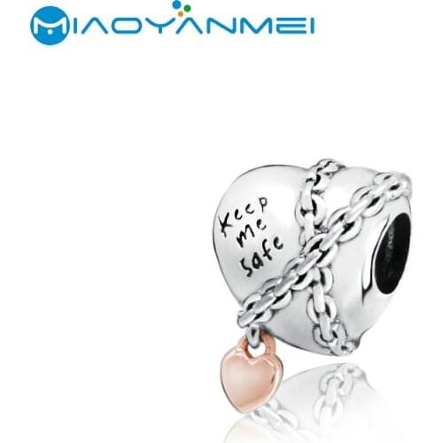 Fashion Jewelry 925 Sterling Silver Beads Fit Original Pandora Bracelets Chained Heart Charm DIY Women Gift