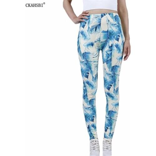 CKAHSBI Push Up Fashion Yoga Pants High Waist Leaves Print Leggin Workout Jogging For Women Sexy Trousers Lady Casual Skinny