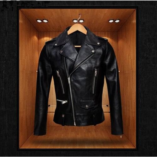 Genuine Leather Jacket Men Real Sheepskin Leather Bomber Jackets Spring Autumn Motocycle Streetwear 2020 Coat MF036