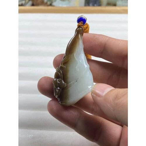 Natural 7A hetian jade hand carved bamboo yellow jade pendant unique design jadeite jade necklace jewelry