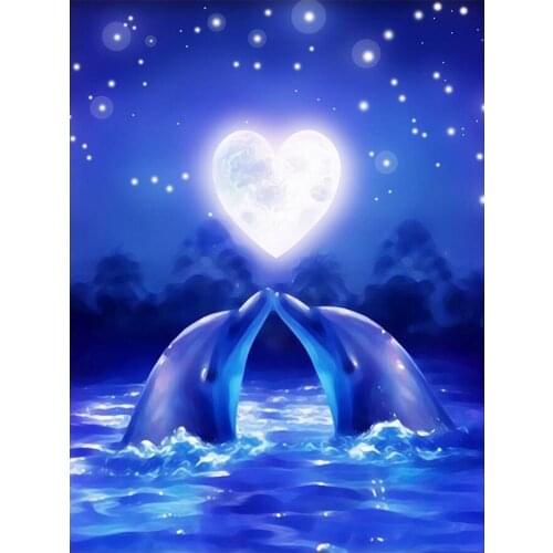 Night Dolphin Cartoon Animals Diamond Painting Round Full Drill Children Bedroom Nouveaute DIY Mosaic Embroidery 5D Cross Stitch