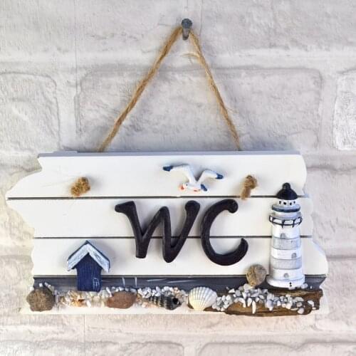 NOOLIM Wood Attractive Mediterranean-style WC Doorplate Home Decoration Nautical Pattern Pub Bar Cafe Restaurant Wall Decor