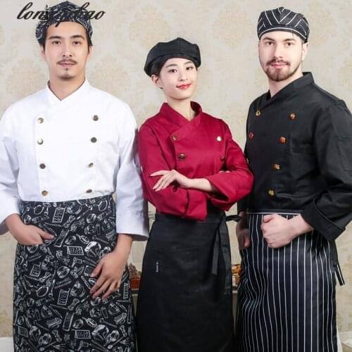 The New Hotel kitchen uniforms Western restaurant chef long sleeves / short sleeves men / women with the same paragraph overalls