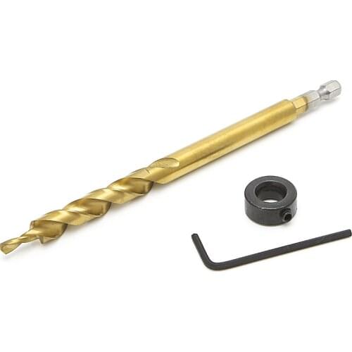 New Hex Pocket Hole 3/8" Twist Step Drill Bit+Stop Collar Set for Kreg Jig Guide