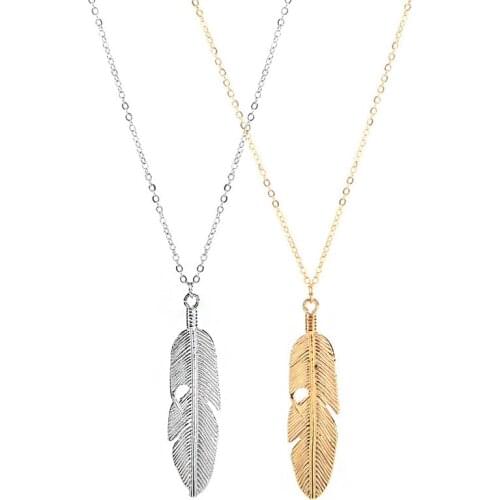 Charming Lady Feather Pendant Choker Necklace Elegant Womens Wedding Party Jewelry Necklace Fashion New Year Gift Accessories
