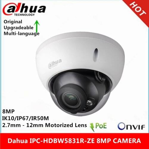 Original Dahua IPC-HDBW5831R-ZE 8MP IP camera WDR IR50M 2.7mm-12mm motorized lens IP67 IK10 PoE Starlight Camera