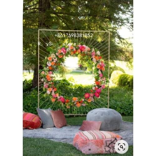 Outdoor arch wedding backdrop frame flower arch beach wedding decor metal wedding backdrop geometric flower stand grid frame