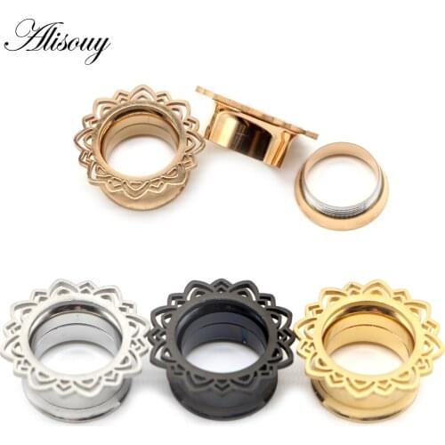 Alisouy 2pcs piercing size 8-20mm stainless steel piercing gauges body jewelry expander ear plug and tunnel for men women