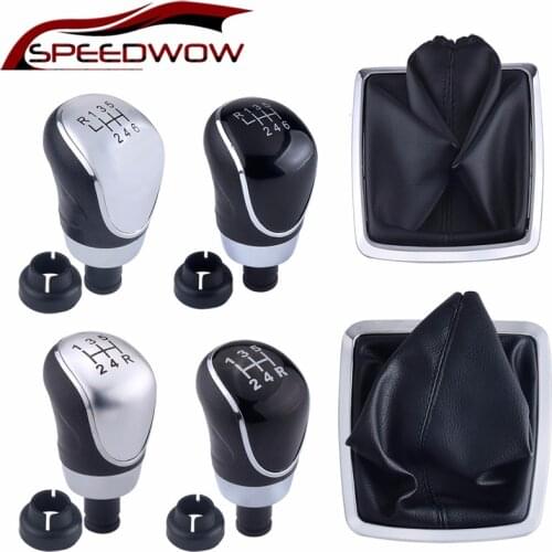 SPEEDWOW PU Leather 5/6 Speed MT Gear Shift Knob With Boot Cover For Ford Focus 2 MK2 FL MK3 MK4 MK7 MONDEO GALAXY FIESTA