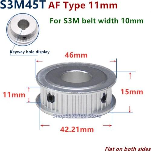 S3M 45 46 Teeth S3M AF type Timing Pulley for Width 10mm S3M synchronous belt S3M Belt pulley Wheel Gear