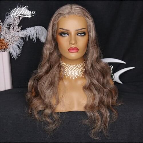 ALIFITOV Highlighted Blonde Lace Front Wig Human Hair Body Wave Lace Front Wig Remy Hair Pre-plucked Wigs For Women