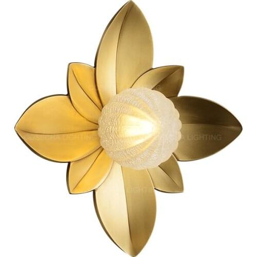 Unique flower wall lamp copper decorative brass wall light elegant noble design loft decor wall sconce for bathroom bedside lamp