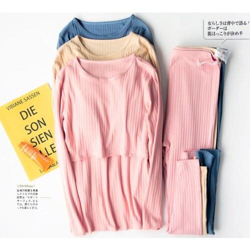 High Quality M-3XL Maternity Nursing Set 2pcs/set Pregnant Womens Sleepwear Modal Breastfeeding Pajamas Set for Pregnant Women