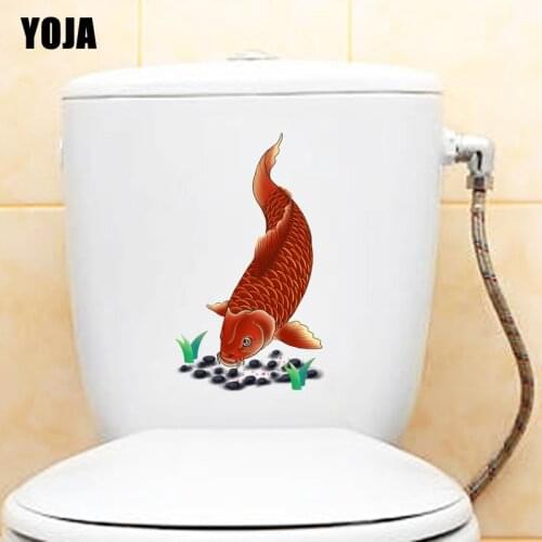 YOJA 13.5X23CM Carp Under Water Home Decor Wall Sticker Toilet Decal Art Creative T3-1084