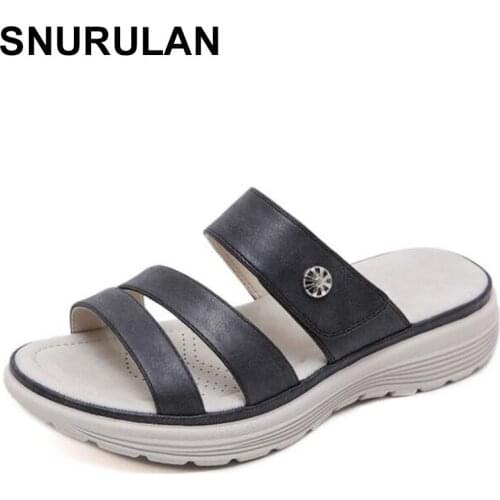 SNURULANWomen summer low heels flat shoes woman outdoor flatform soft light slippers slides sandalias mujer sapato feminino