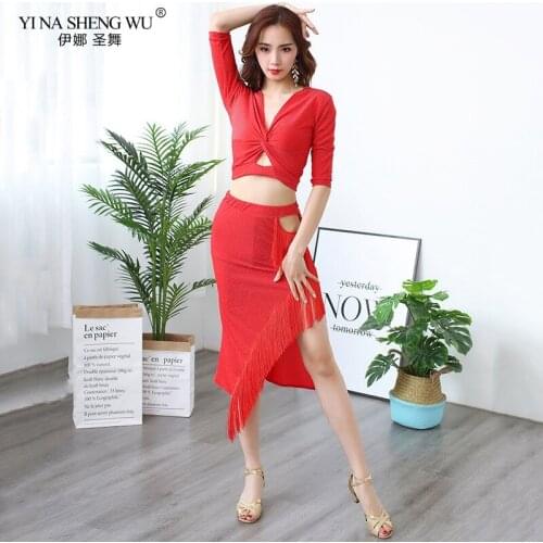 New Belly dance Set Stage Performance Competition Cllothes Women Dance Dress Half Sleeves Samba Costume Set 2 Pieces Top Skirt