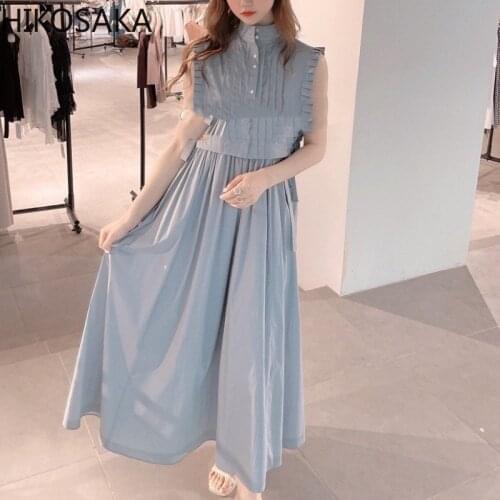 Japan Style Elegant Office Lady Midi Dresses for Women Sleeveless Lace Up A Line Femme Robe High Waist Vestido 2021 Summer New