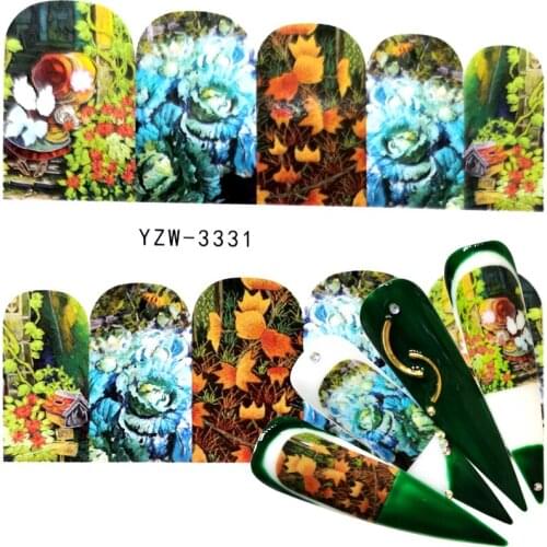 ZKO 1 Sheet Fresh Flower Series Water Decal Colorful Flower Lavender Nail Art Transfer Sticker for Nail Art Decoration