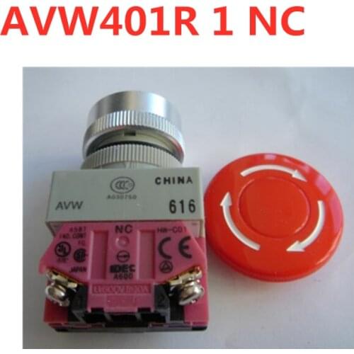 10pcs 22mm aperture stop button switch AVW401R 1 NC