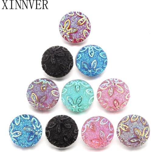 10pcs/lot Hot Sale Mixed Colors 18mm Snap Button Bracelet & Bangles Flower Charm Resin Snap Bracelet For Women Snap Jewelry