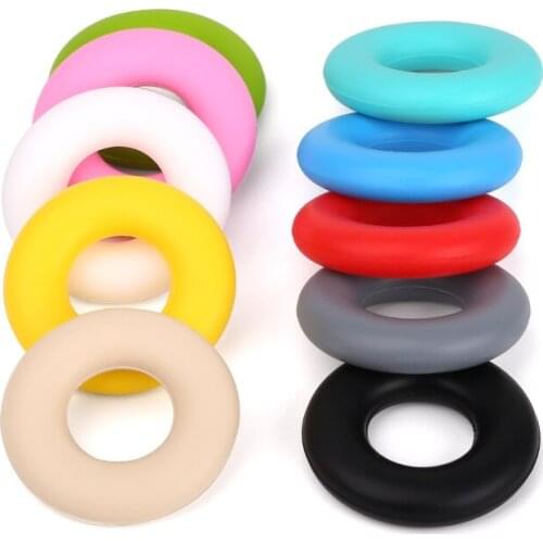 10PCS Donut Ring Teethers Silicone Beads DIY Teething Chewelry Round Circle Silicone Teether Sensory Beads