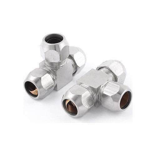 2 Pcs 12mm Tube Pneumatic Hose Air Fitting Tee Quick Connector Coupler