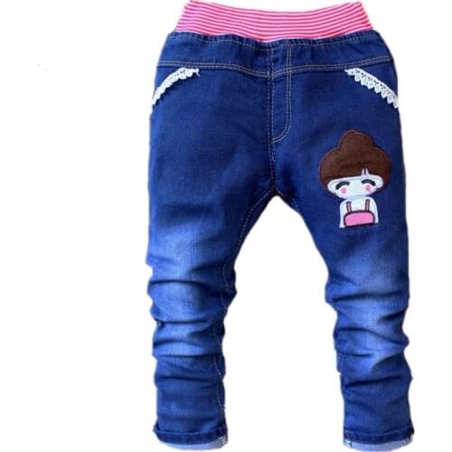 Clearance Sale Kids Girls Jeans Cartoon Girl Bow Trousers Casual Childrens Clothing Elastic Waist Pencil Trousers Baby Pants