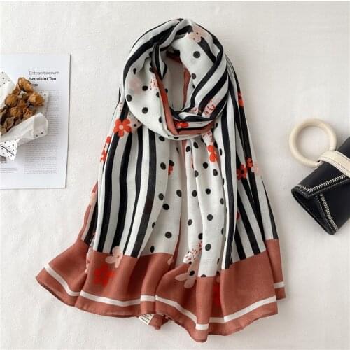 2021 Women Scarf Headband Cotton Warm Print Dot Striped Pashmina Winter Autumn Shawl Wrap Muslim Hijab Trave Stoles