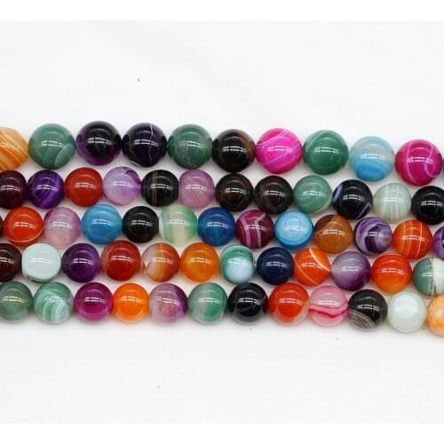 4/6/8/10/12 mm Natural Colorful Stripes Agates Stone Round Beads Loose spacer Beads For DIY Jewelry Making Accessories Supplies